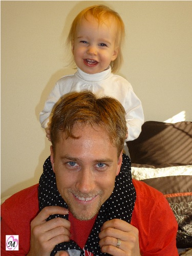 One year old on Daddy's Shoulders